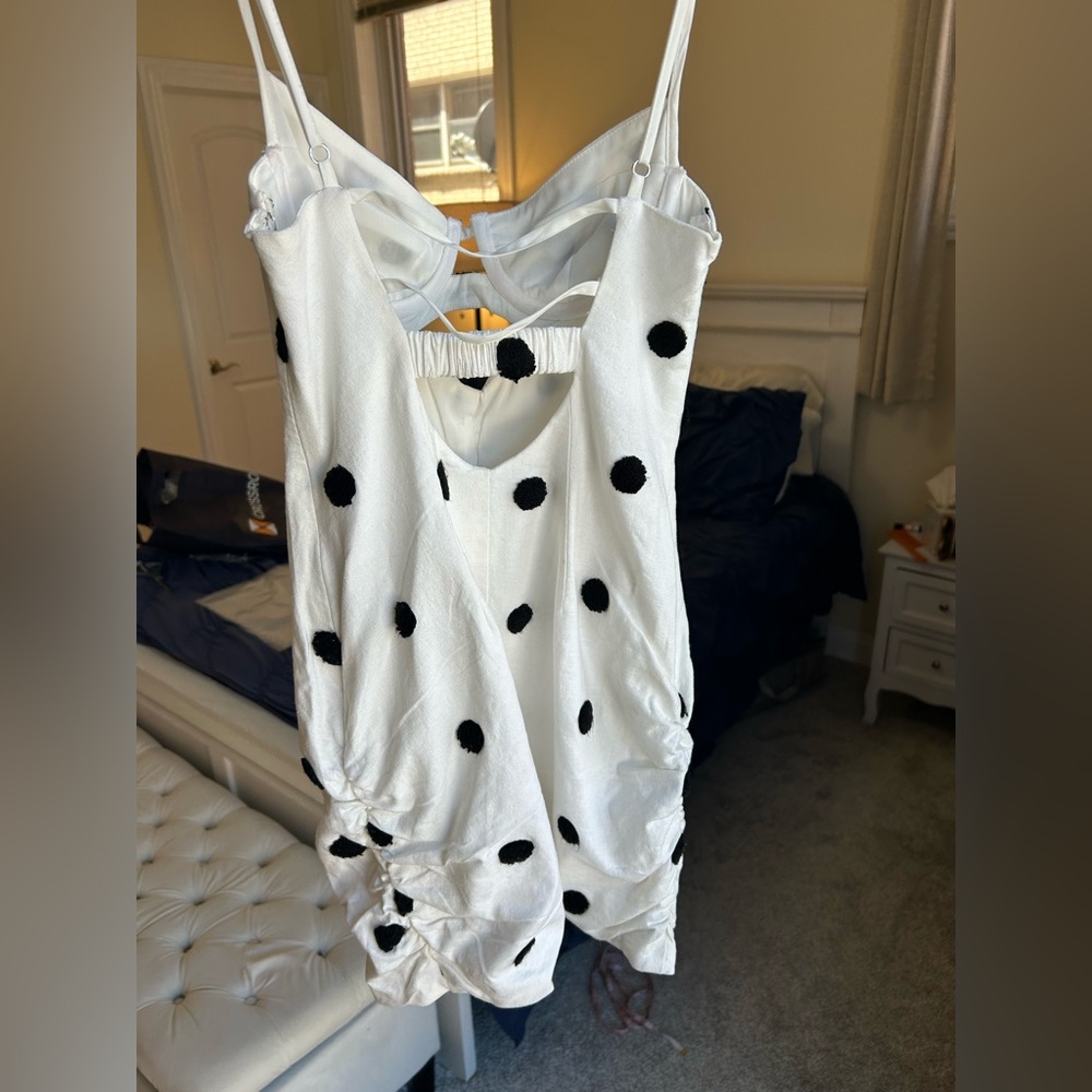 For Love And Lemons White Polka Dot Cutout Mini Dress - Picture 8 of 11